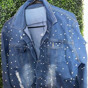 Cute pearl Denim jacket